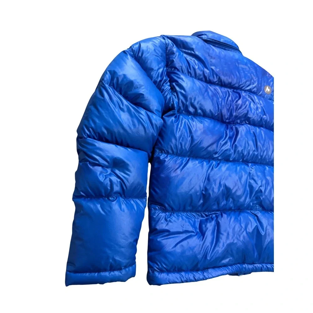 Marmot Puffer Jacket Mens S Blue Down Insulated Quilted Full Zip Outdoor